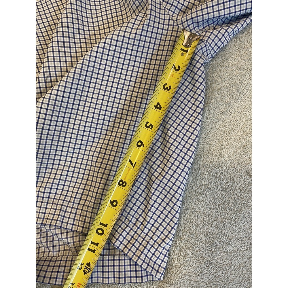 Mens Pima Golf Shorts 34 Plaid Blue Performance Stretch Size Chino Flat Front - Picture 7 of 7